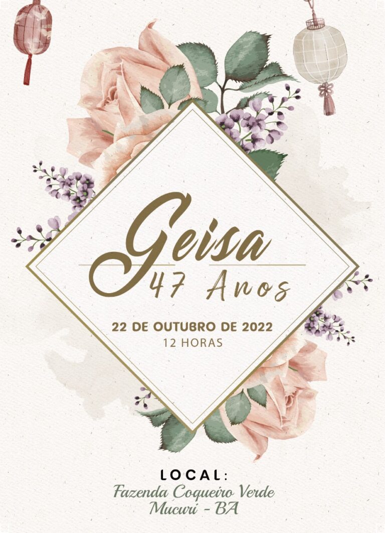 22/10 – Aniversário Geisa 47 anos (Mucuri/BA)